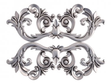 Beyaz bir arka plan üzerinde krom süsleme. İzole