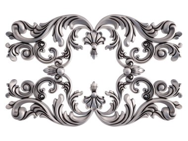 Beyaz bir arka plan üzerinde krom süsleme. İzole