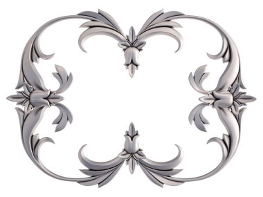 Beyaz bir arka plan üzerinde krom süsleme. İzole