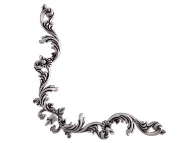 Beyaz bir arka plan üzerinde krom süsleme. İzole