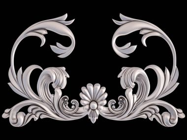 Siyah bir arka plan üzerinde krom süsleme. İzole