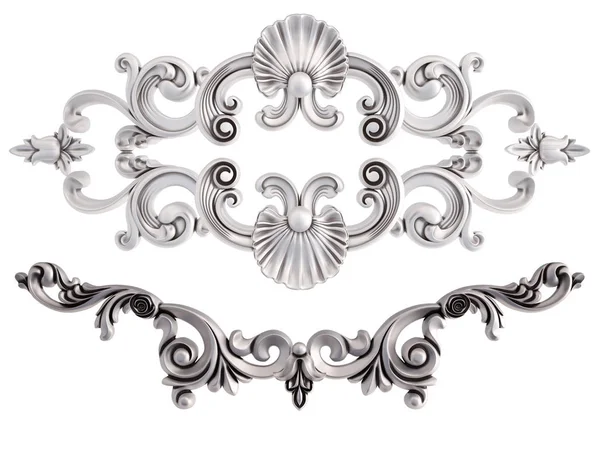 Ornamento cromato su sfondo bianco. Isolato — Foto Stock