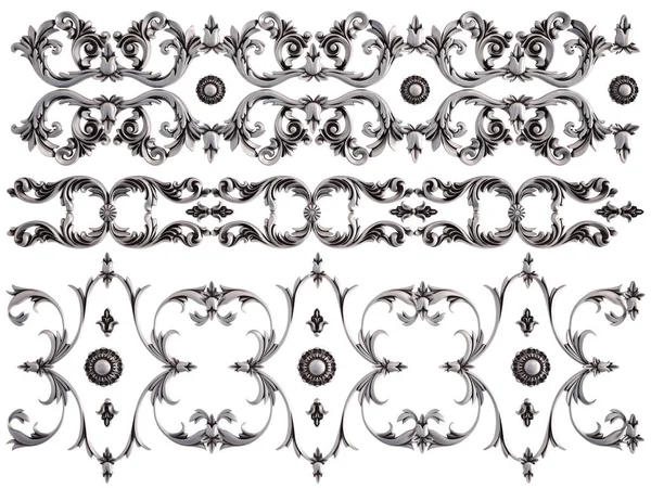 Ornamento cromato su sfondo bianco. Isolato — Foto Stock