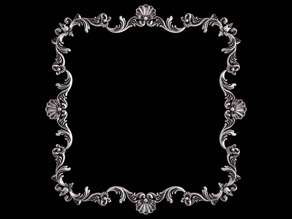 Chrome frame on a black background. Isolated — Stock Photo, Image