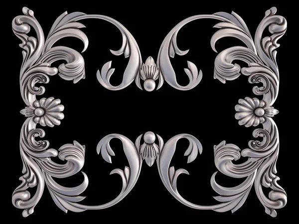 Ornamento cromado em um fundo preto. Isolados — Fotografia de Stock
