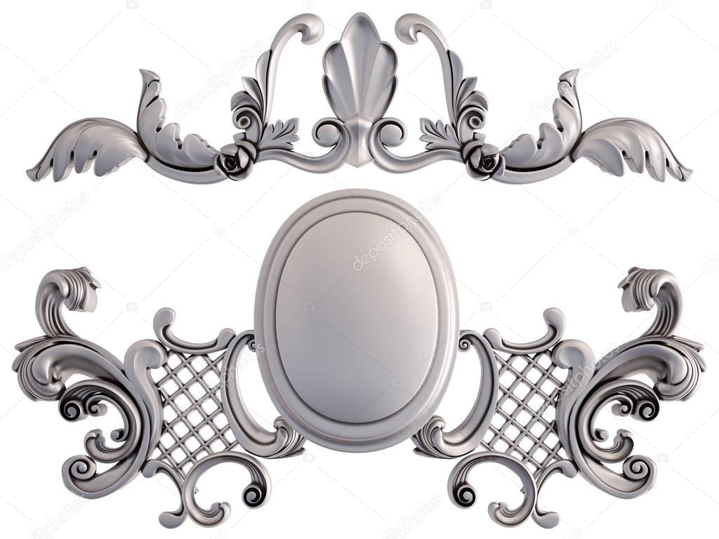 Chrome ornament on a white background. Isolated