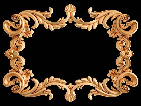 Siyah bir zemin üzerine altın çerçeve. İzole