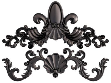 Siyah beyaz bir arka plan üzerinde süs. İzole