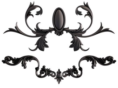 Siyah beyaz bir arka plan üzerinde süs. İzole