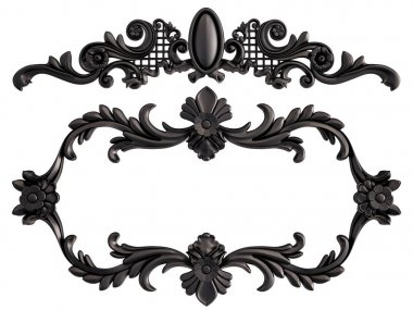 Siyah beyaz bir arka plan üzerinde süs. İzole