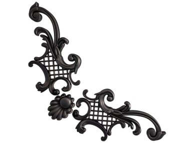 Siyah beyaz bir arka plan üzerinde süs. İzole