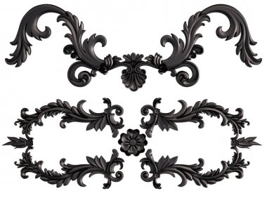 Siyah beyaz bir arka plan üzerinde süs. İzole