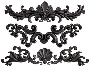 Siyah beyaz bir arka plan üzerinde süs. İzole