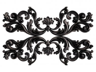 Siyah beyaz bir arka plan üzerinde süs. İzole