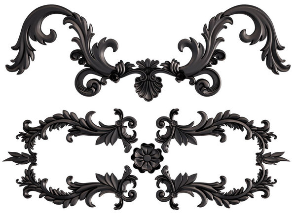 Black ornament on a white background. Isolated