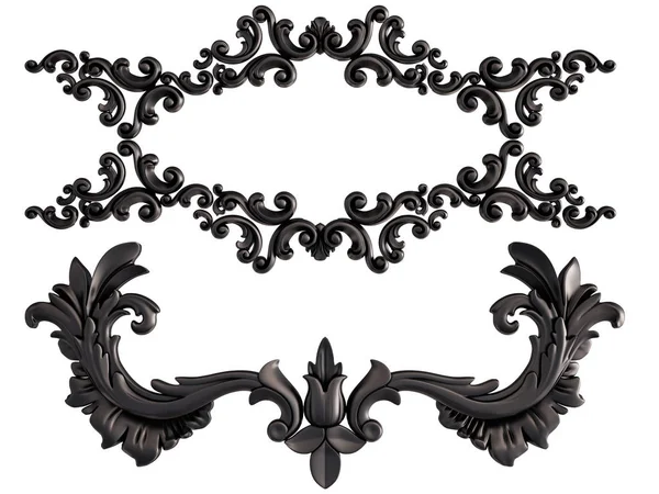 Siyah beyaz bir arka plan üzerinde süs. İzole