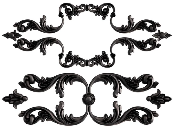 Ornamento nero su sfondo bianco. Isolato — Foto Stock