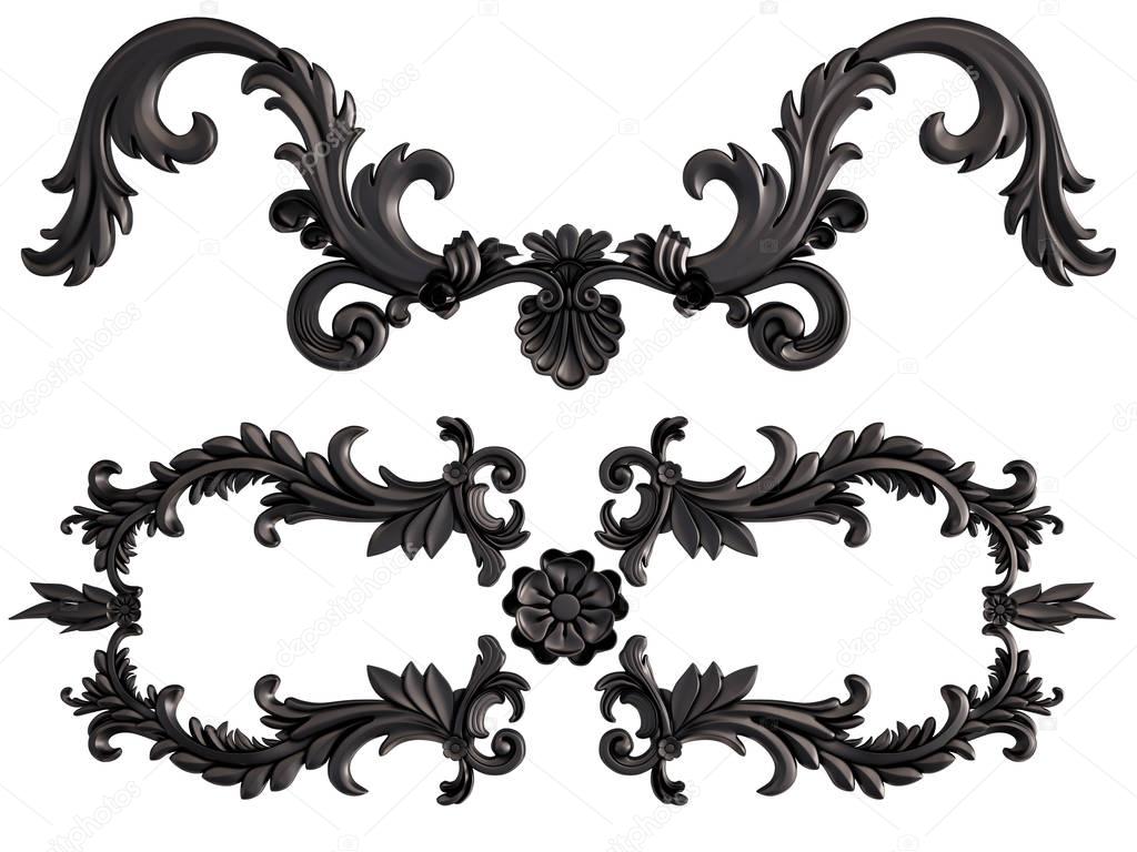 Black ornament on a white background. Isolated