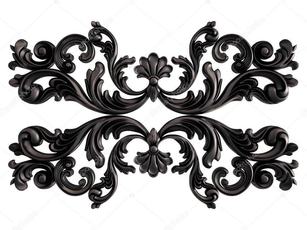 Black ornament on a white background. Isolated