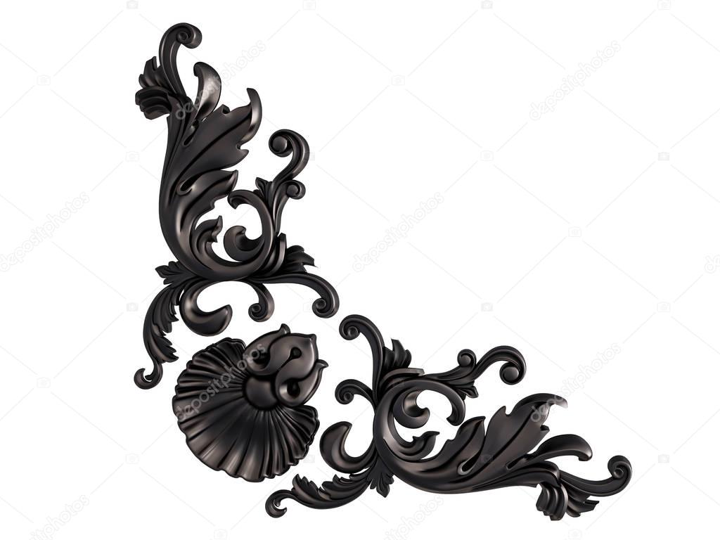 Black ornament on a white background. Isolated