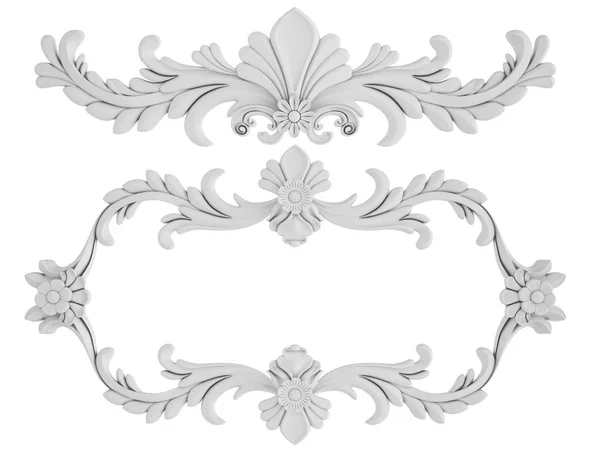 Ornamento branco em um fundo branco. Isolados — Fotografia de Stock