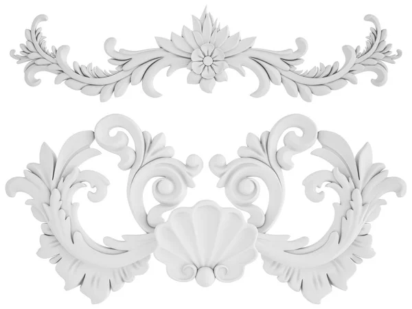 Ornamento bianco su sfondo bianco. Isolato — Foto Stock