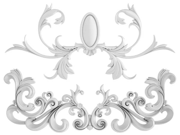 Ornamento branco em um fundo branco. Isolados — Fotografia de Stock