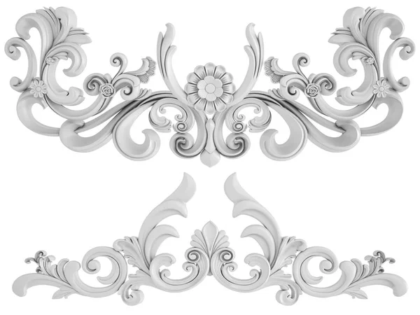 Ornamento branco em um fundo branco. Isolados — Fotografia de Stock