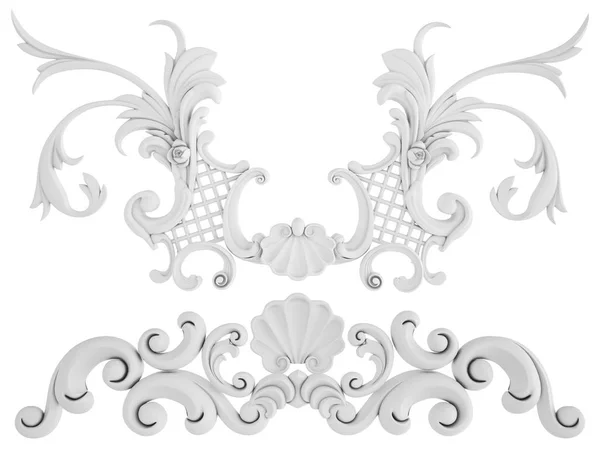 Ornamento branco em um fundo branco. Isolados — Fotografia de Stock