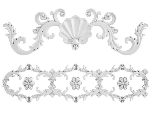 Ornamento bianco su sfondo bianco. Isolato — Foto Stock