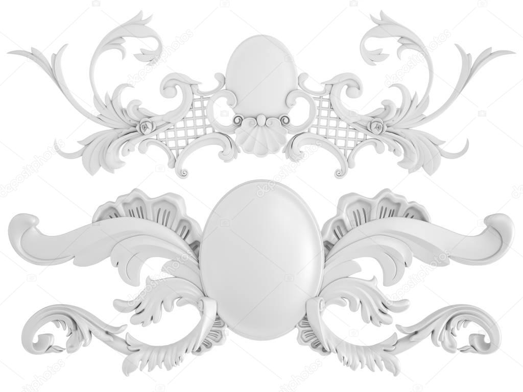 White ornament on a white background. Isolated