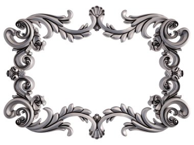 Beyaz bir arka plan üzerinde krom süsleme. İzole