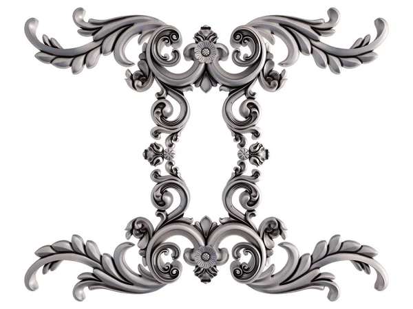 Ornamento cromato su sfondo bianco. Isolato — Foto Stock