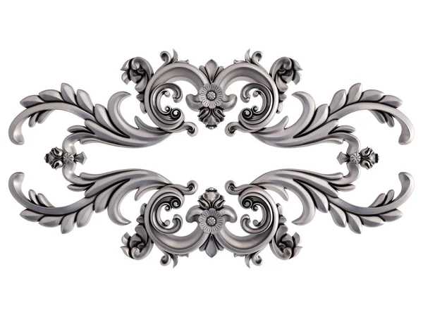 Beyaz bir arka plan üzerinde krom süsleme. İzole