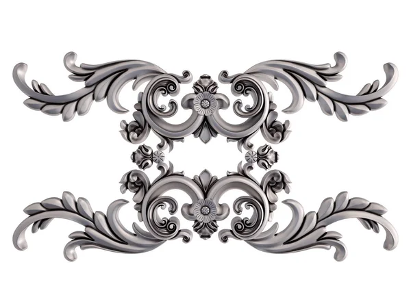 Beyaz bir arka plan üzerinde krom süsleme. İzole