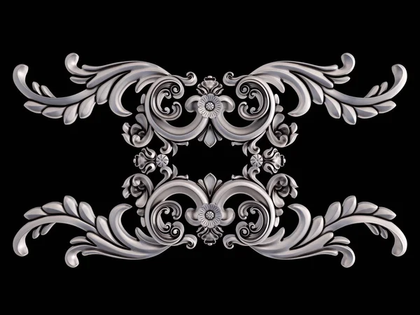 Chrome ornament on a black background. Isolated — Stock Photo, Image