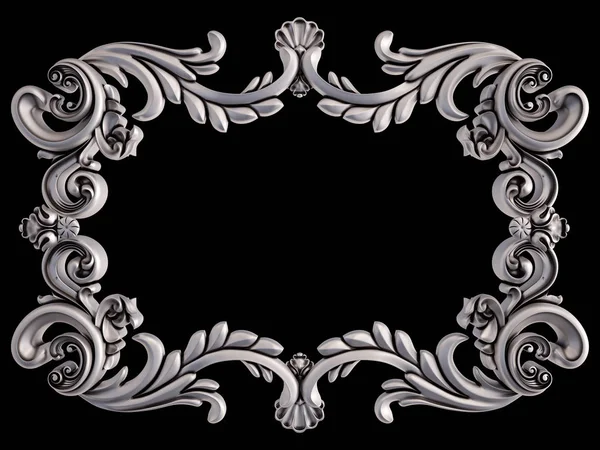 Chrome ornament on a black background. Isolated — Stock Photo, Image