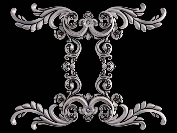 Siyah bir arka plan üzerinde krom süsleme. İzole