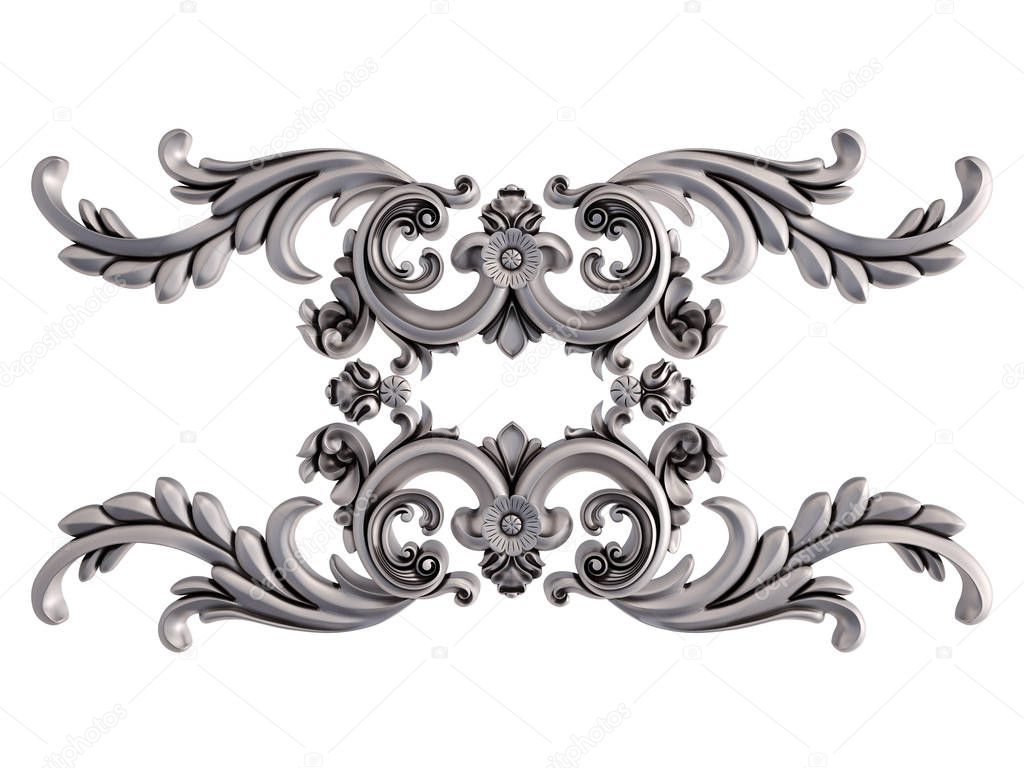 Chrome ornament on a white background. Isolated