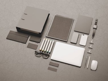 Marka mockup sahne. 3D çizim