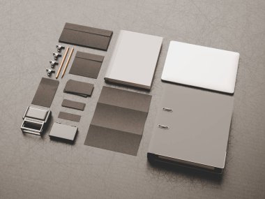Marka mockup sahne. 3D çizim