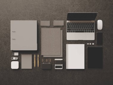 Marka mockup sahne. 3D çizim