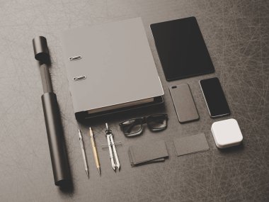 Marka mockup sahne. 3D çizim