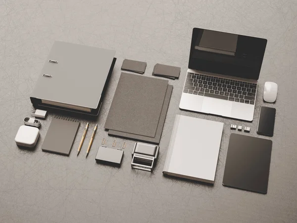 Marka mockup sahne. 3D çizim