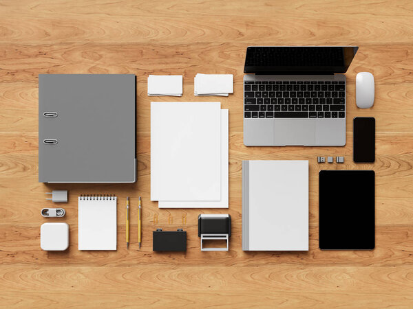 Office corporate mock up design. 3D illustration