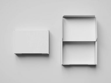 Beyaz karton kutu, ambalaj. 3D çizim