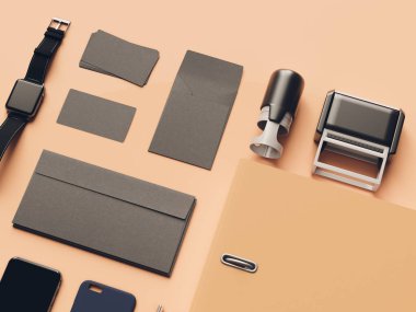 Kimlik marka için şablon. 3D çizim