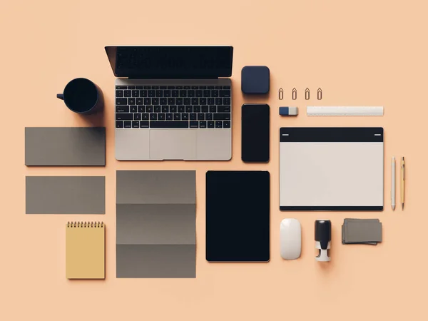 Kimlik marka için şablon. 3D çizim