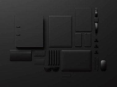 Siyah sahte tuzak kurdu. 3D çizim