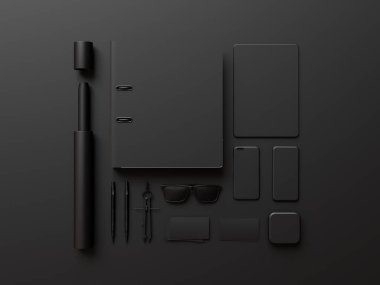 Siyah sahte tuzak kurdu. 3D çizim